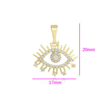 Charger l&#39;image dans la galerie, 14 K Gold Plated eye pendant with white zirconia
