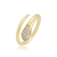 Charger l&#39;image dans la galerie, 14 K Gold Plated adjustable snake ring with white zirconium
