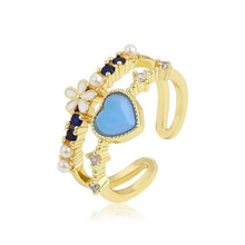 Charger l&#39;image dans la galerie, 14 K Gold Plated ring with blue zirconium
