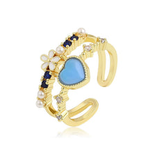 Load image into Gallery viewer, 14 K Gold Plated ring with blue zirconium
