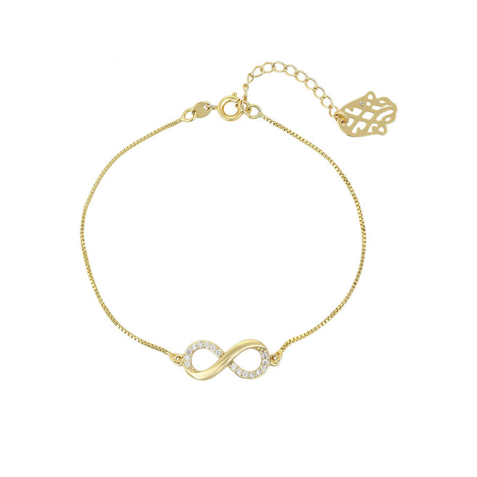 14 K Gold Plated infinity bracelet with white zirconia