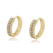 Load image into Gallery viewer, 14 K Gold Plated hoops earrings with white zirconia
