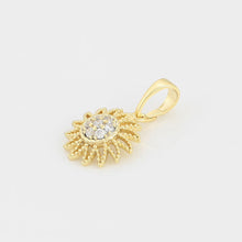 Load image into Gallery viewer, 14 K Gold Plated sun pendant with white zirconia
