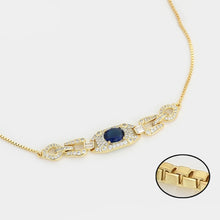 Load image into Gallery viewer, 14 K Gold Plated bracelet with blue zirconia
