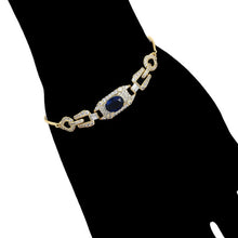Load image into Gallery viewer, 14 K Gold Plated bracelet with blue zirconia
