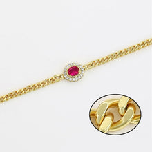 Load image into Gallery viewer, 14 K Gold Plated bracelet with pink zirconia
