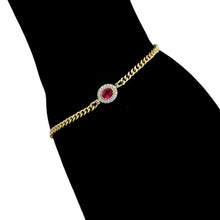 Load image into Gallery viewer, 14 K Gold Plated bracelet with pink zirconia
