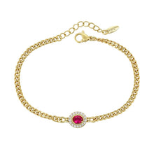 Load image into Gallery viewer, 14 K Gold Plated bracelet with pink zirconia
