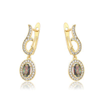 Charger l&#39;image dans la galerie, 14 K Gold Plated drop earrings with coloured zirconia
