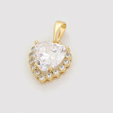 Cargar imagen en el visor de la galería, 14 K Gold Plated hearts pendant and earrings set with white zirconia
