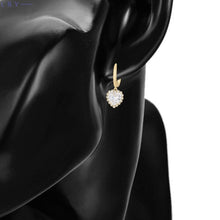 Cargar imagen en el visor de la galería, 14 K Gold Plated hearts pendant and earrings set with white zirconia
