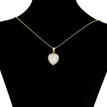 Cargar imagen en el visor de la galería, 14 K Gold Plated hearts pendant and earrings set with white zirconia
