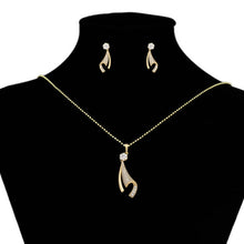 Load image into Gallery viewer, 14 K Gold Plated pendant and earrings set with white zirconia and complimentary necklace
