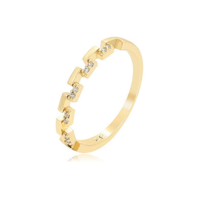 Gold plated ring with white zirconia