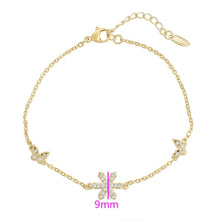 Charger l&#39;image dans la galerie, 14 K Gold Plated star and butterflies bracelet with white zirconia
