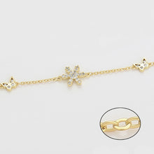 Charger l&#39;image dans la galerie, 14 K Gold Plated star and butterflies bracelet with white zirconia
