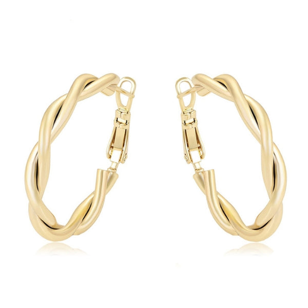 Gold plated twisted hoops earrings BijuNet Jewellery
