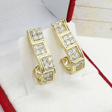 14 K Gold and Rhodium Plated earrings with white zirconium - BIJUNET