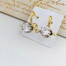 Load image into Gallery viewer, 14 K Gold and Rhodium Plated earrings with white zirconium - BIJUNET
