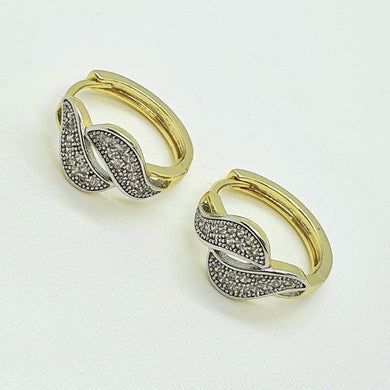 14 K Gold and Rhodium Plated earrings with white zirconium - BIJUNET