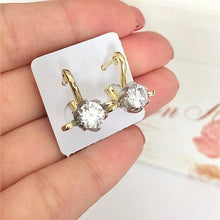 Load image into Gallery viewer, 14 K Gold and Rhodium Plated earrings with white zirconium - BIJUNET
