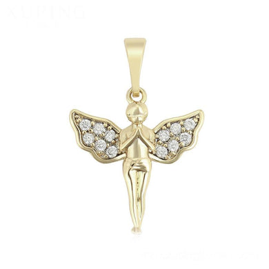 14 K Gold Plated angel pendant with white zirconium - BIJUNET
