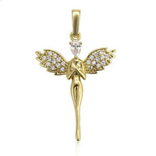 Charger l&#39;image dans la galerie, 14 K Gold Plated angel pendant with white zirconium - BIJUNET
