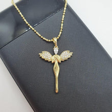 Load image into Gallery viewer, 14 K Gold Plated angel pendant with white zirconium - BIJUNET
