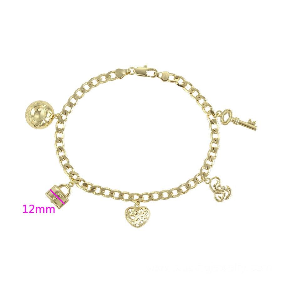 14 K Gold Plated anklet with white zirconium - BIJUNET