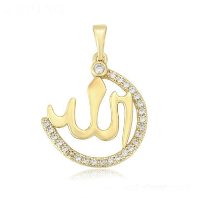 14 K Gold Plated arabic pendant with white zirconium - BIJUNET