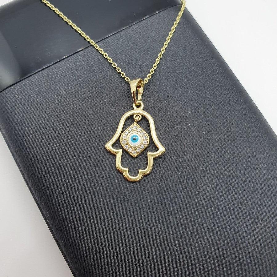 14 K Gold Plated arabic pendant with white zirconium - BIJUNET