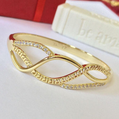 14 K Gold Plated bangle with white zirconium - BIJUNET