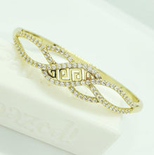 Load image into Gallery viewer, 14 K Gold Plated bangle with white zirconium - BIJUNET
