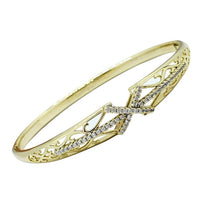 Load image into Gallery viewer, 14 K Gold Plated bangle with white zirconium - BIJUNET
