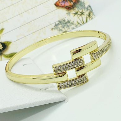 14 K Gold Plated bangle with white zirconium - BIJUNET