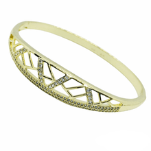 Charger l&#39;image dans la galerie, 14 K Gold Plated bangle with white zirconium - BIJUNET
