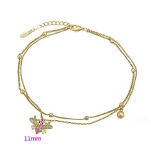 Charger l&#39;image dans la galerie, 14 K Gold Plated Bee anklet/bracelet with white zirconium - BIJUNET
