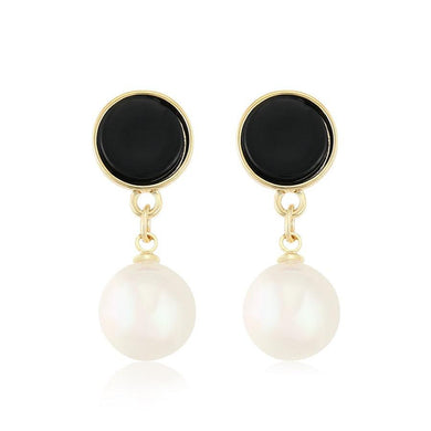 14 K Gold Plated black earrings - BIJUNET