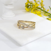 Load image into Gallery viewer, 14 K Gold Plated bow ring with white zirconium - BIJUNET
