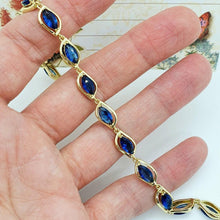 Charger l&#39;image dans la galerie, 14 K Gold Plated bracelet with blue zirconium - BIJUNET
