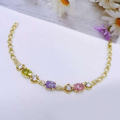 14 K Gold Plated bracelet with colored zirconium - BIJUNET