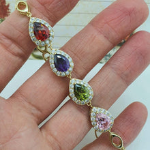 Cargar imagen en el visor de la galería, 14 K Gold Plated bracelet with colored zirconium - BIJUNET
