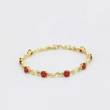 Load image into Gallery viewer, 14 K Gold Plated bracelet with red zirconium - BIJUNET
