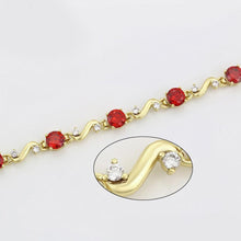 Load image into Gallery viewer, 14 K Gold Plated bracelet with red zirconium - BIJUNET
