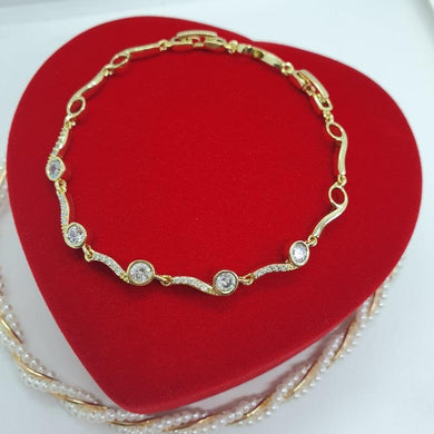 14 K Gold Plated bracelet with white zirconium - BIJUNET