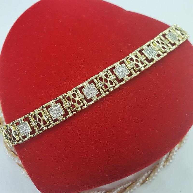 14 K Gold Plated bracelet with white zirconium - BIJUNET