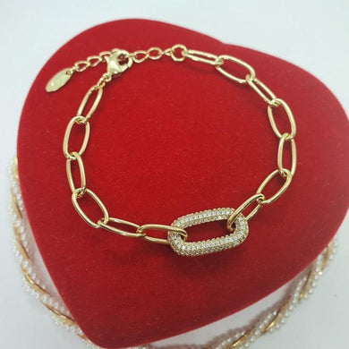 14 K Gold Plated bracelet with white zirconium - BIJUNET