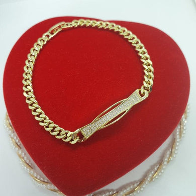 14 K Gold Plated bracelet with white zirconium - BIJUNET