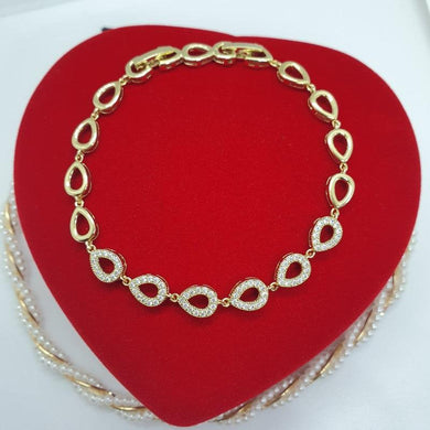 14 K Gold Plated bracelet with white zirconium - BIJUNET