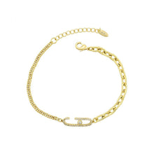 Load image into Gallery viewer, 14 K Gold Plated bracelet with white zirconium - BIJUNET
